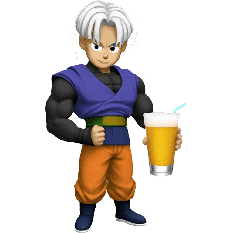 Trunks from dragon ball z holding a drink  emoji