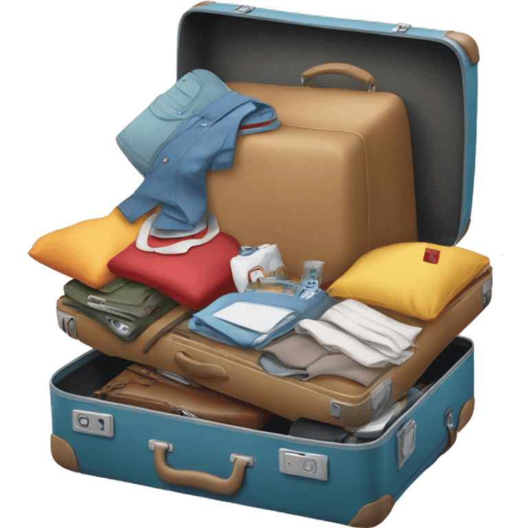 overloaded close suitcase with different stuff emoji