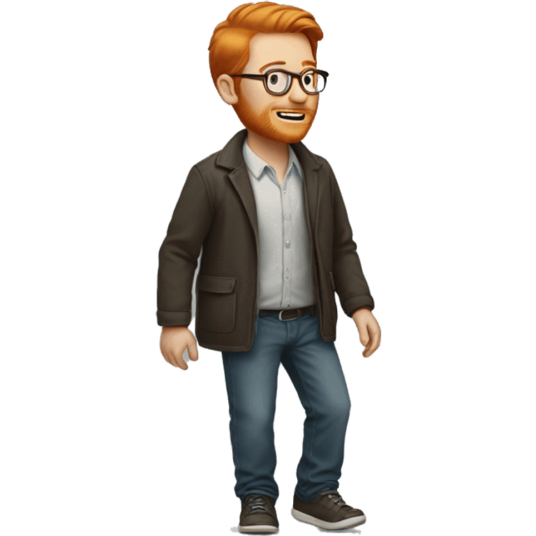 man with ginger hair and glasses visibly walking emoji