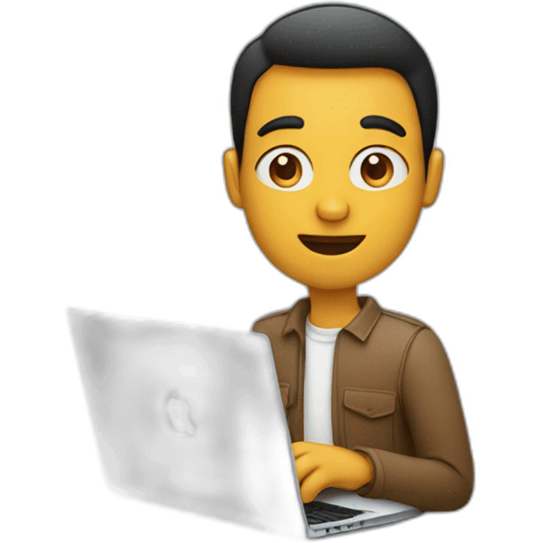 man holding mac laptop  emoji