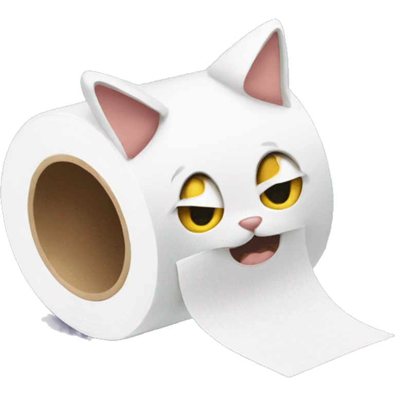 Cat tearing up toilet paper  emoji