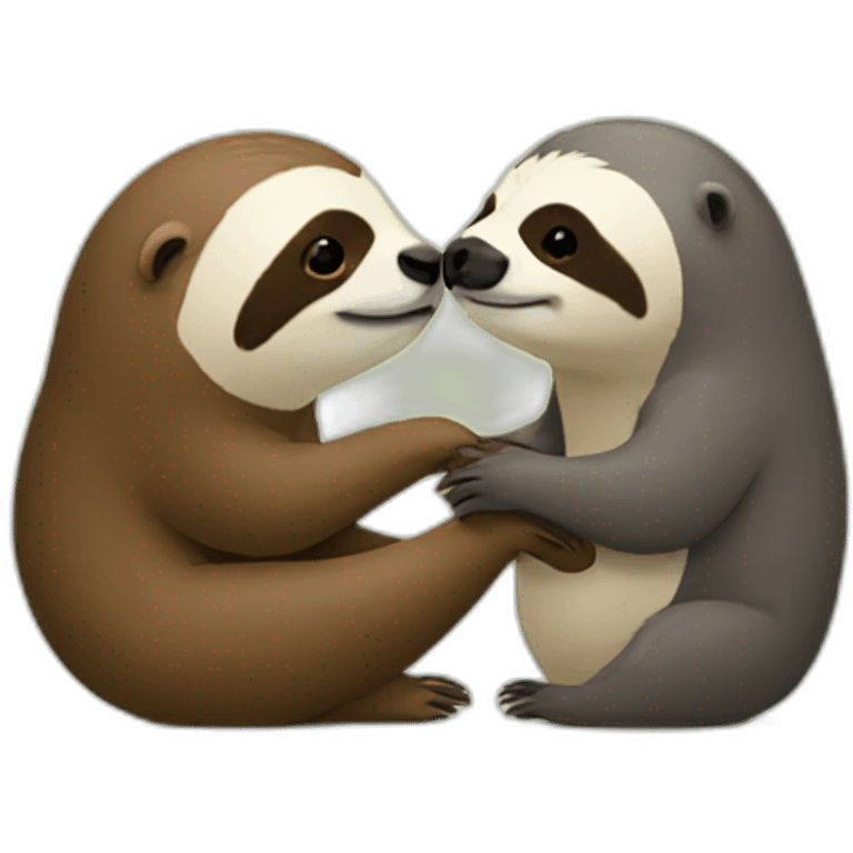 sloth and otter kissing emoji