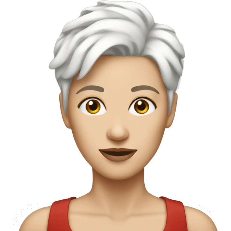 White woman with short pixie white hair xmas emoji