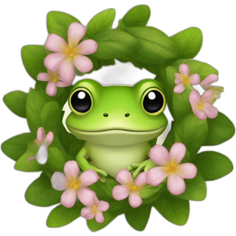 A frog in a wreath of flowers emoji