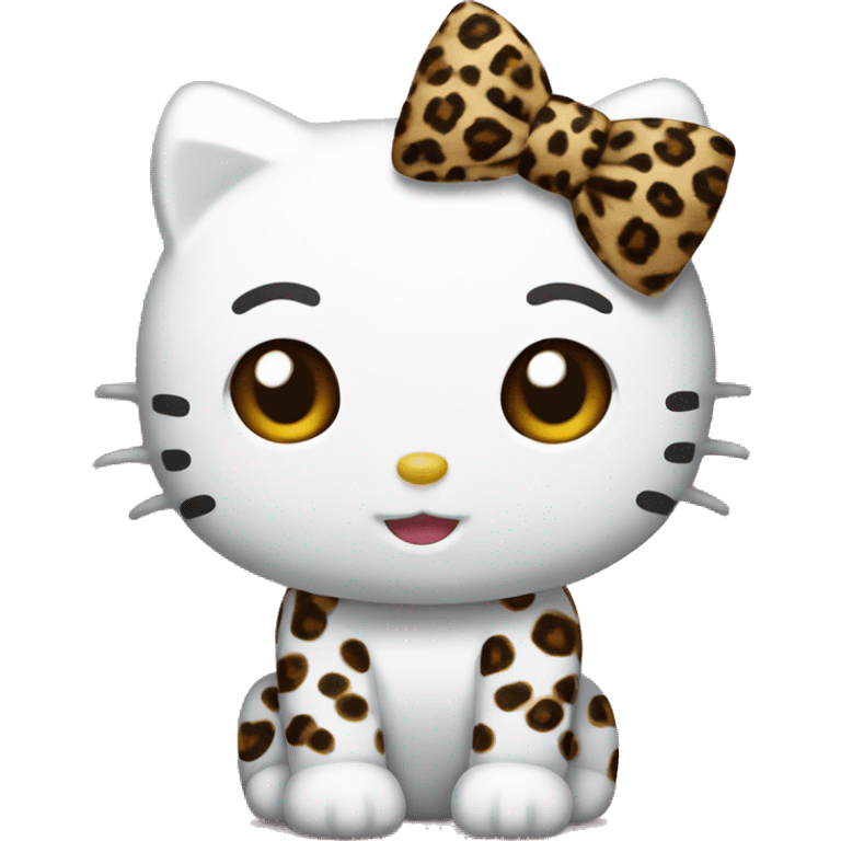 Hello Kitty with a leopard-colored bow emoji