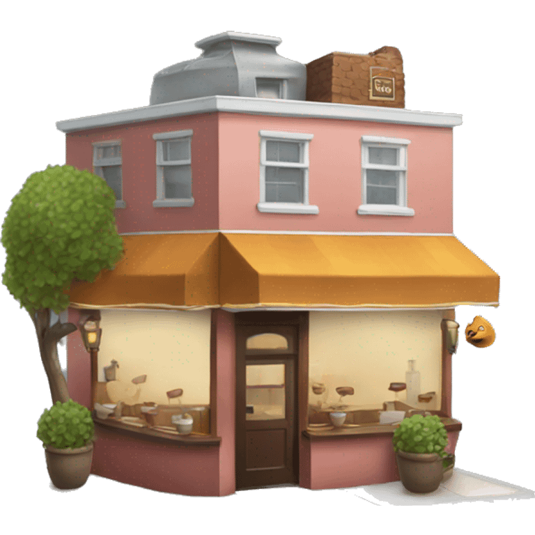 A cafe with a teapot on its roof  emoji