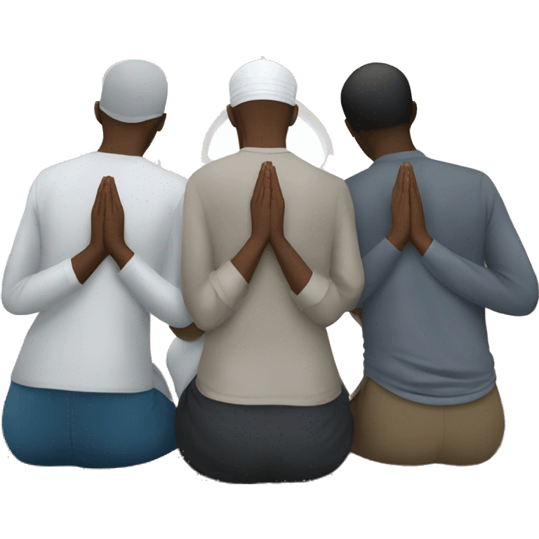 the backs of 3 people praying in congregation in a masjid emoji