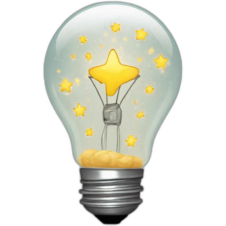 light bulb with little brain and shiny stars inside emoji