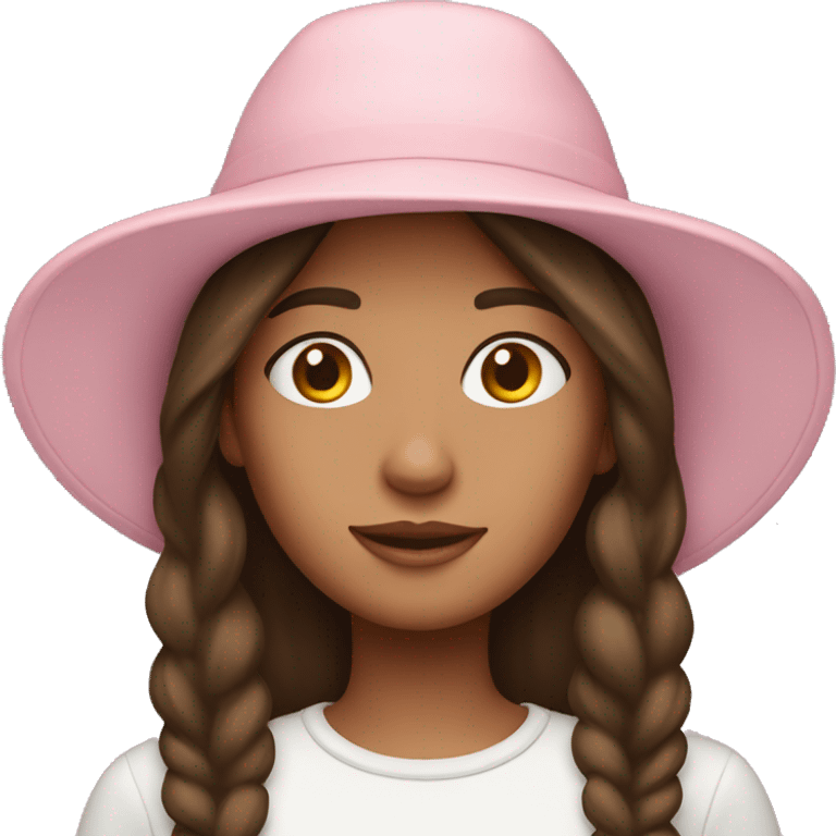 Brunette Girl with Pastell pink fisher hat emoji