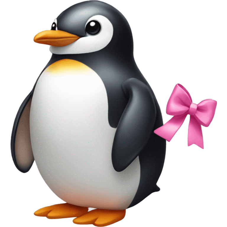 Penguin with pink bow emoji