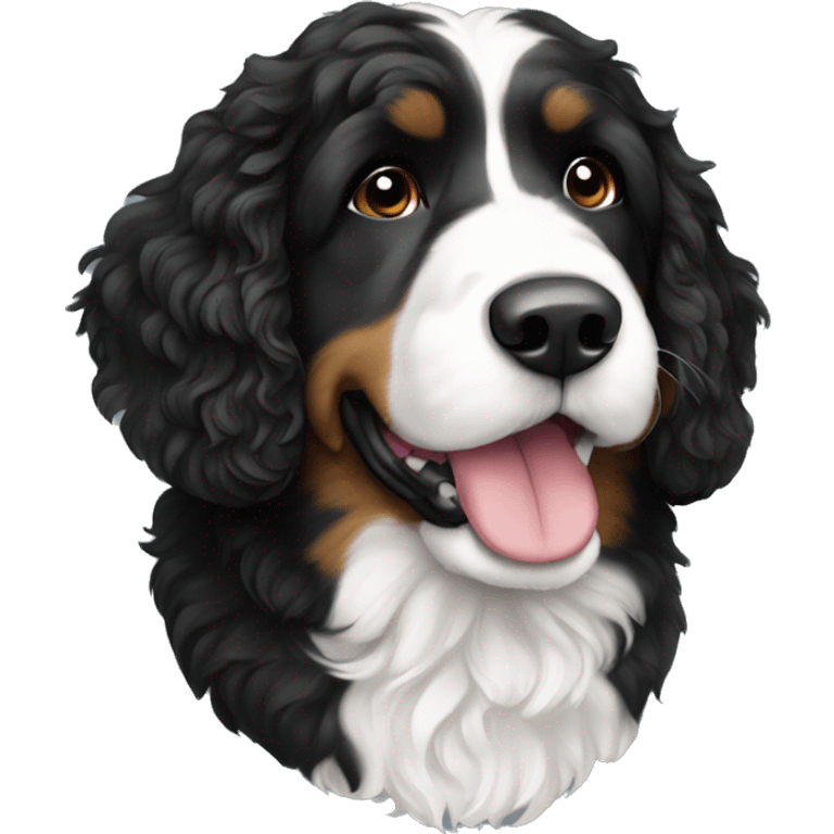 Black and white Bernedoodle emoji