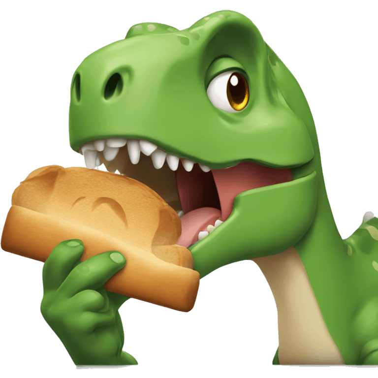 Dinosaur with a rabbit ears that is eating bread emoji