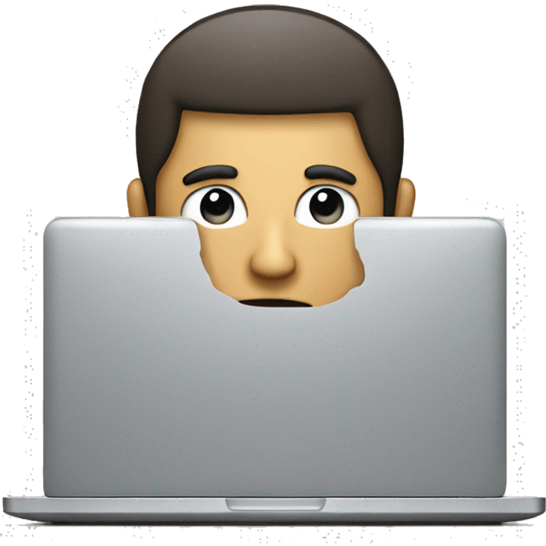 Laptop man with half face behind the laptop emoji