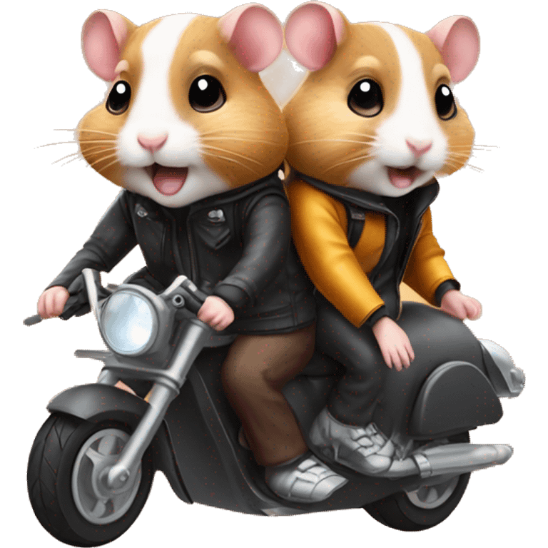 Two hamsters riding on motorbike emoji