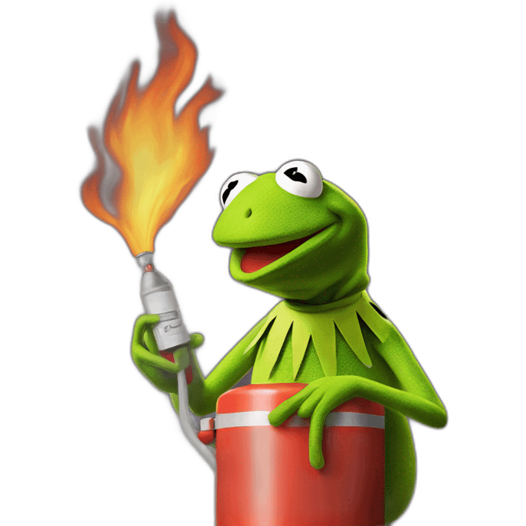 kermit frog holding fire extinguisher emoji