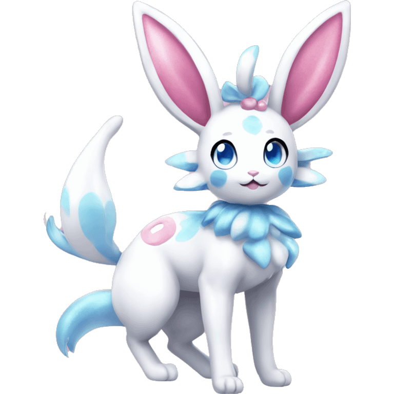 Kawaii Gorgeous Beautiful Shiny Sparkly Sylveon-Pokémon full body emoji