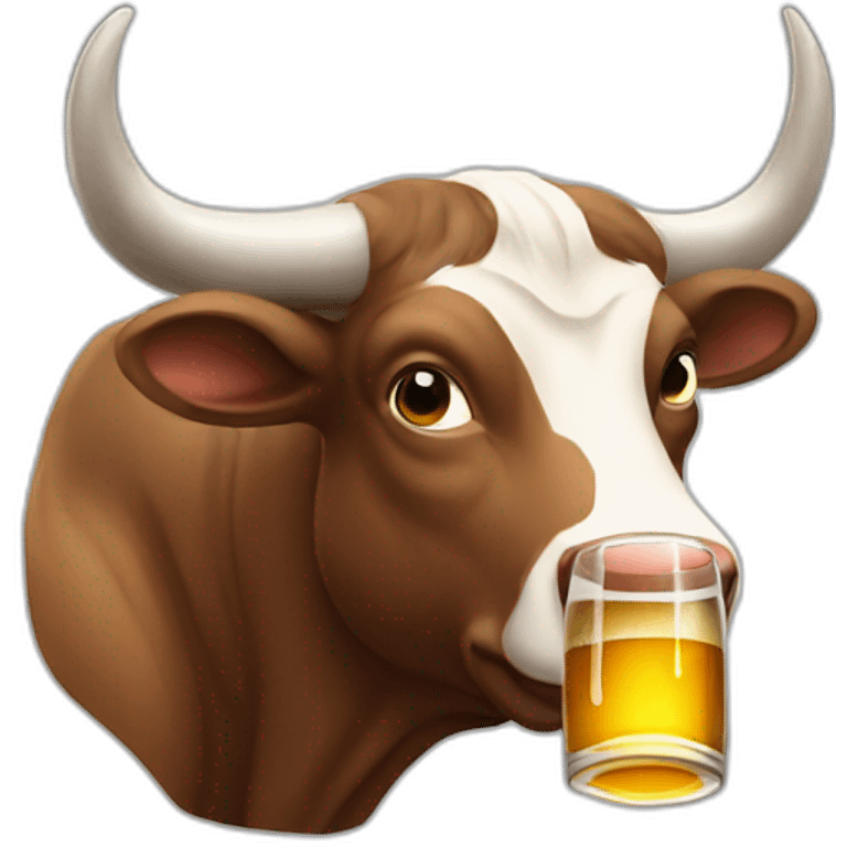 A bull drinking beer emoji