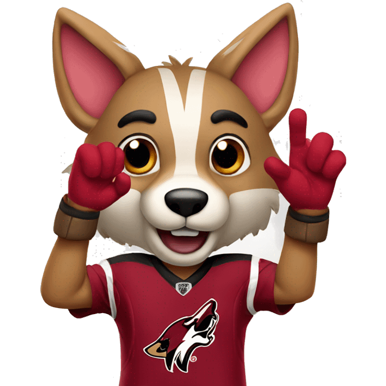 arizona coyotes mascot doing finger hearts emoji