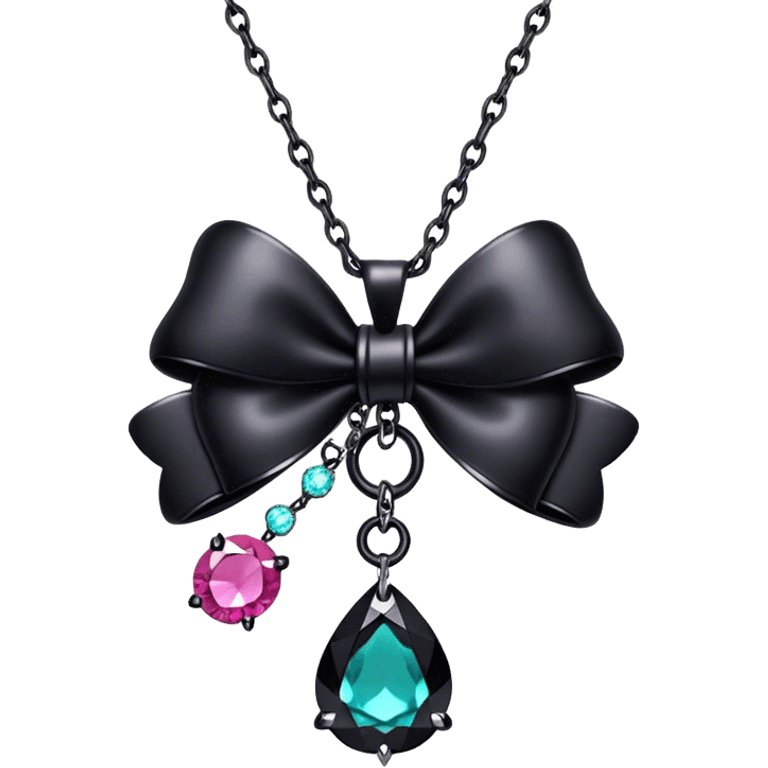 kawaii goth jewel bow necklace  emoji