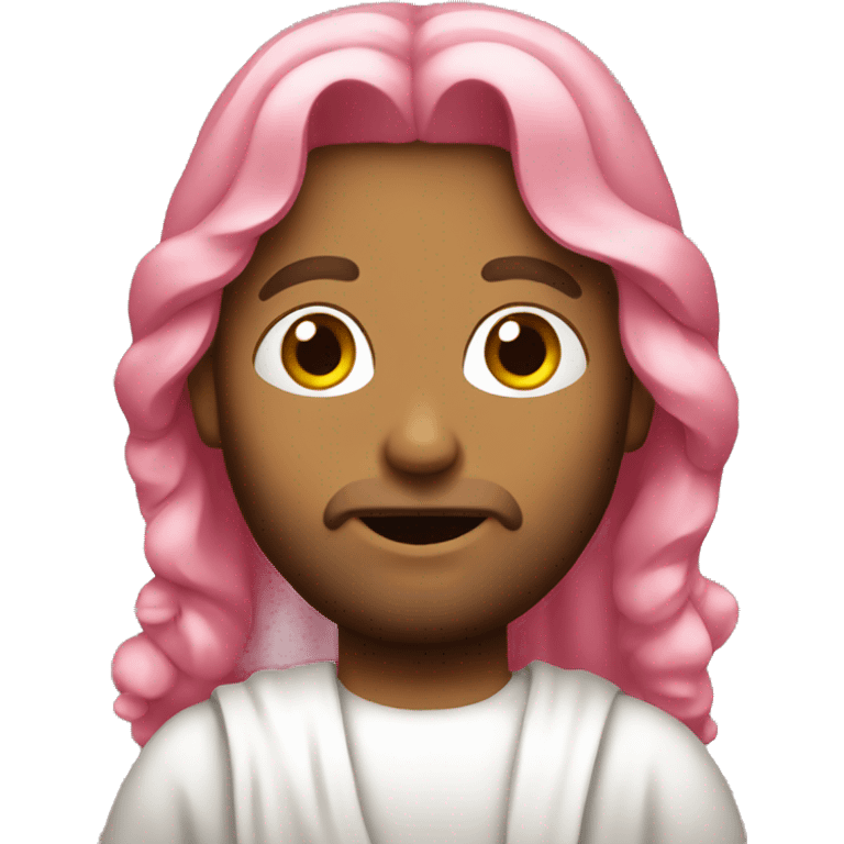 Jesus with pink hair bow emoji