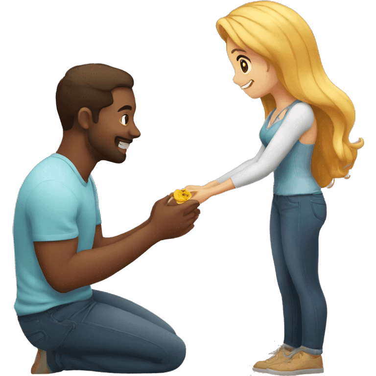 A man proposes to a girl emoji