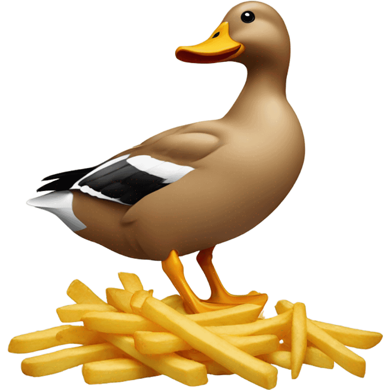 Duck eating French fries emoji