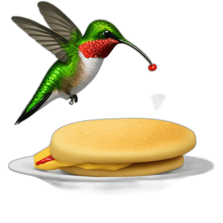 A hummingbird eating a colombian arepa emoji