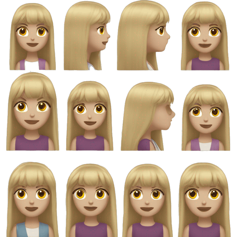 Lisa blonde with long hair and bangs emoji