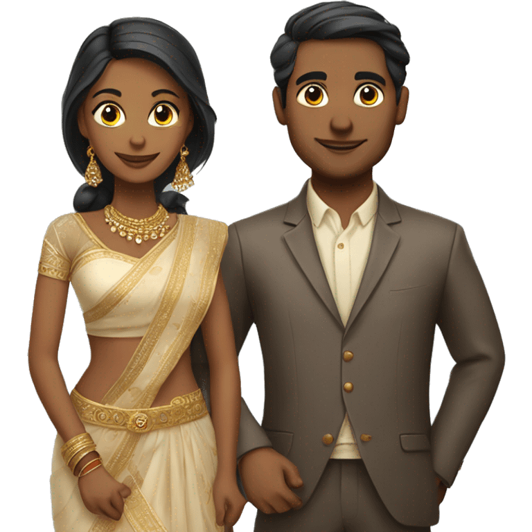 couple in elegant indian attire emoji