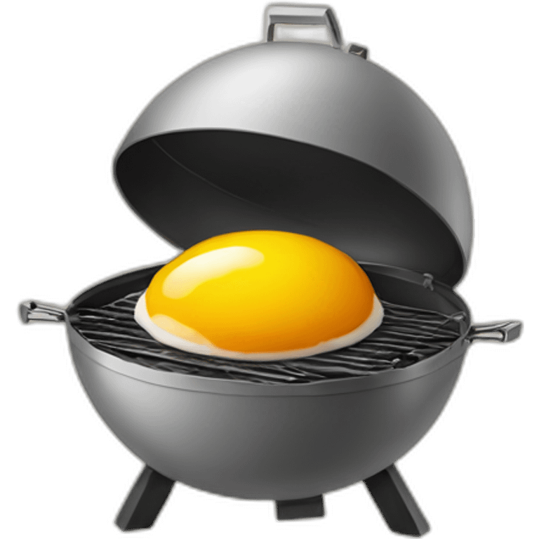 egg shaped meat smoker at the backyard bbq emoji