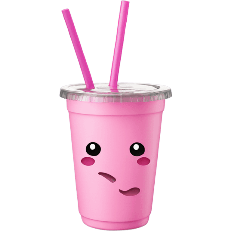 Tumbler with handle and straw pink  emoji