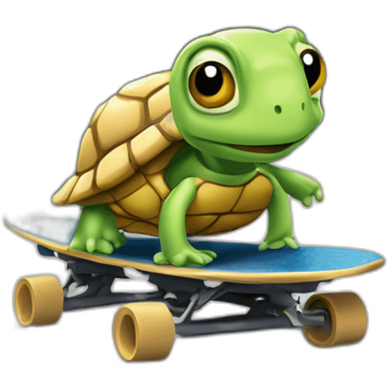 Turte riding a scateboard emoji