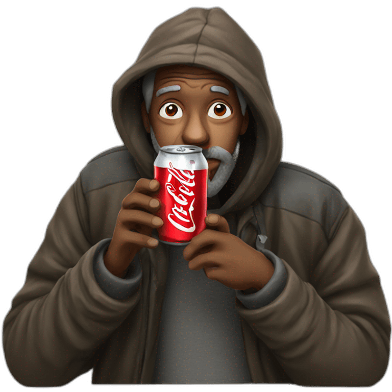 homeless man drinking coke emoji