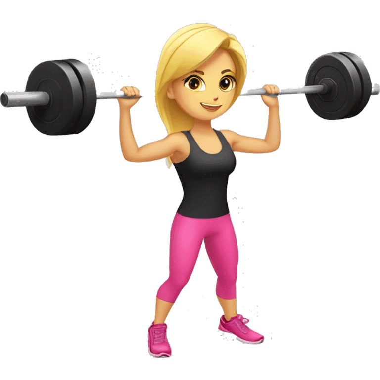 chica rubia en el gimnasio con ropa de emoji