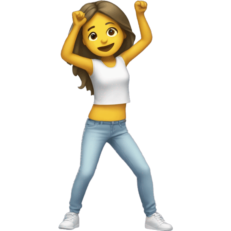 Girl doing the dab emoji