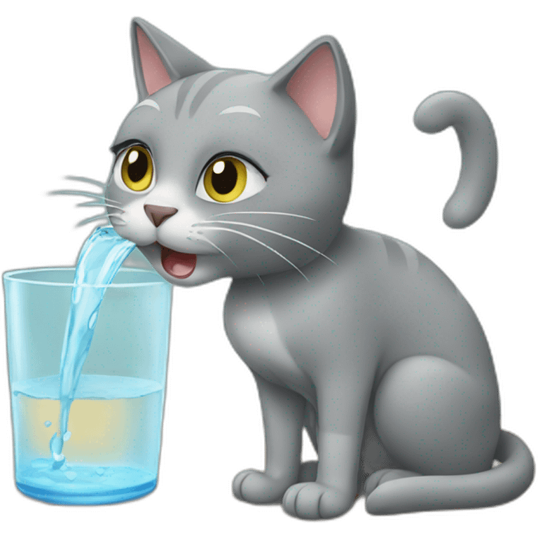 Grey Cat drinking water emoji