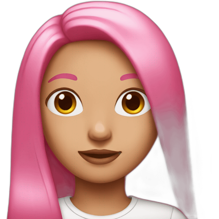 girl with long straight hair and pink hair emoji