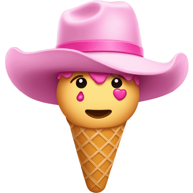 Ice cream with pink cowgirl hat emoji