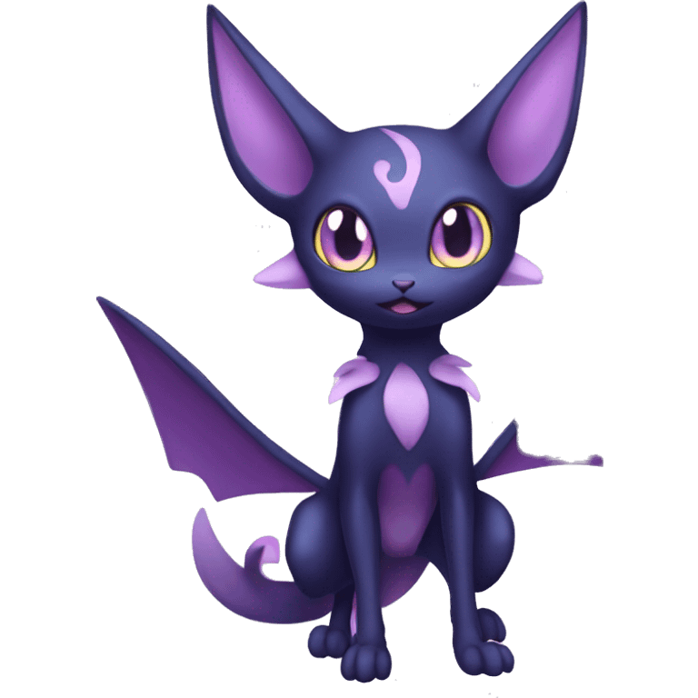 Shiny Cute Kawaii Ethereal Dark Noibat-Delcatty-Espeon-fusion-hybrid full body emoji