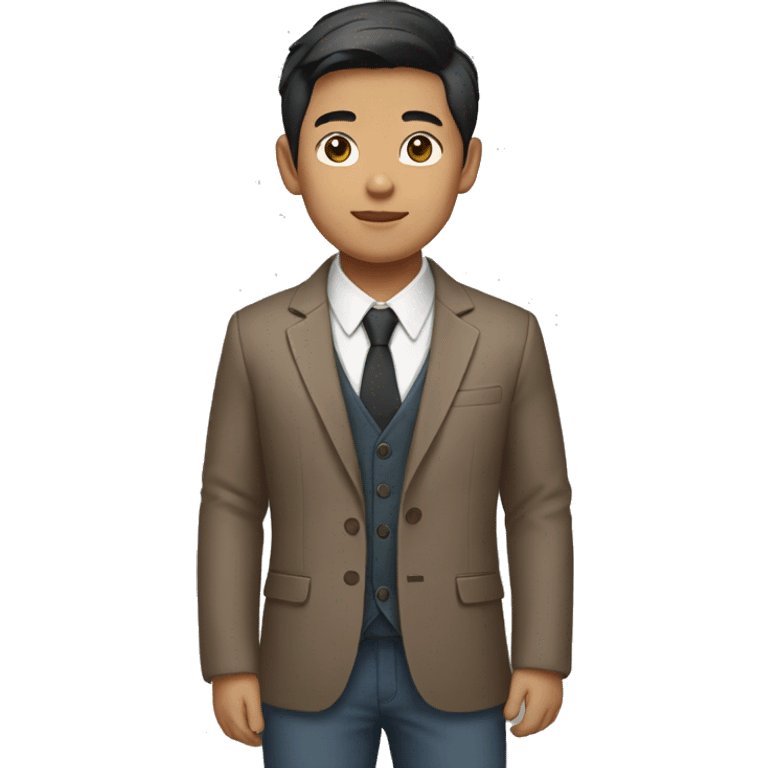 Boy with asian skin tone wearing mocca blazer emoji