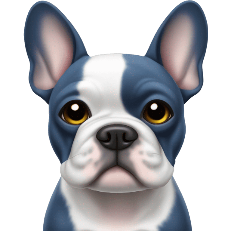 Blue pied French bulldog being cool emoji