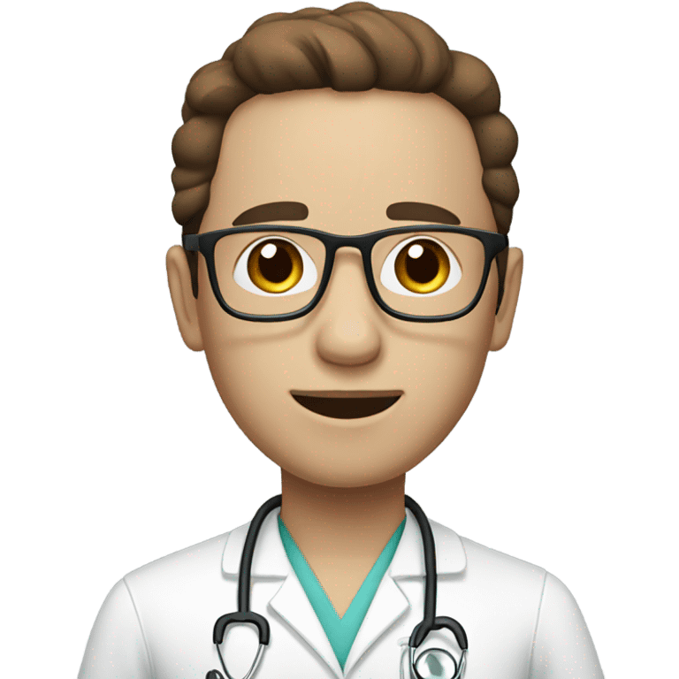 doctor, white skin, brown hair with gla emoji