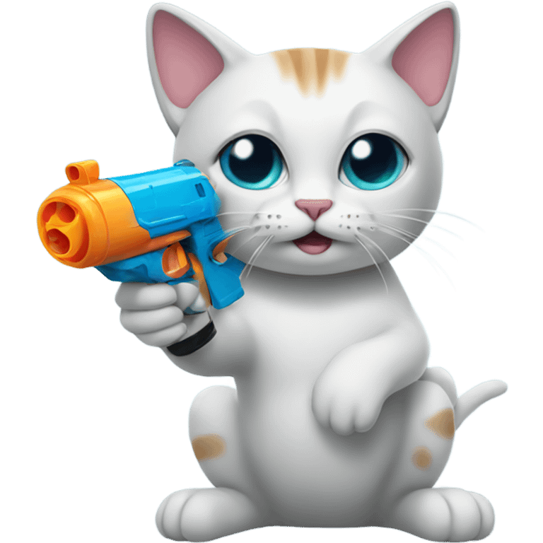 cat with a water gun emoji