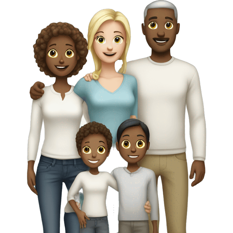 White family with parents 4 girs 1 boy emoji