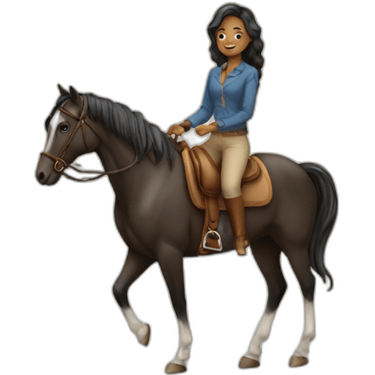 Mulher montada a cavalo  emoji