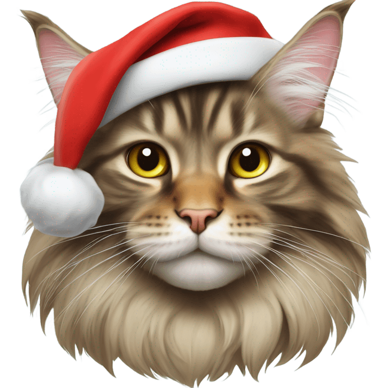 maine coon cat in santa hat  emoji