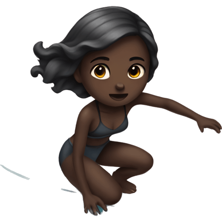 a asthetic dark girl surfing with a bow emoji