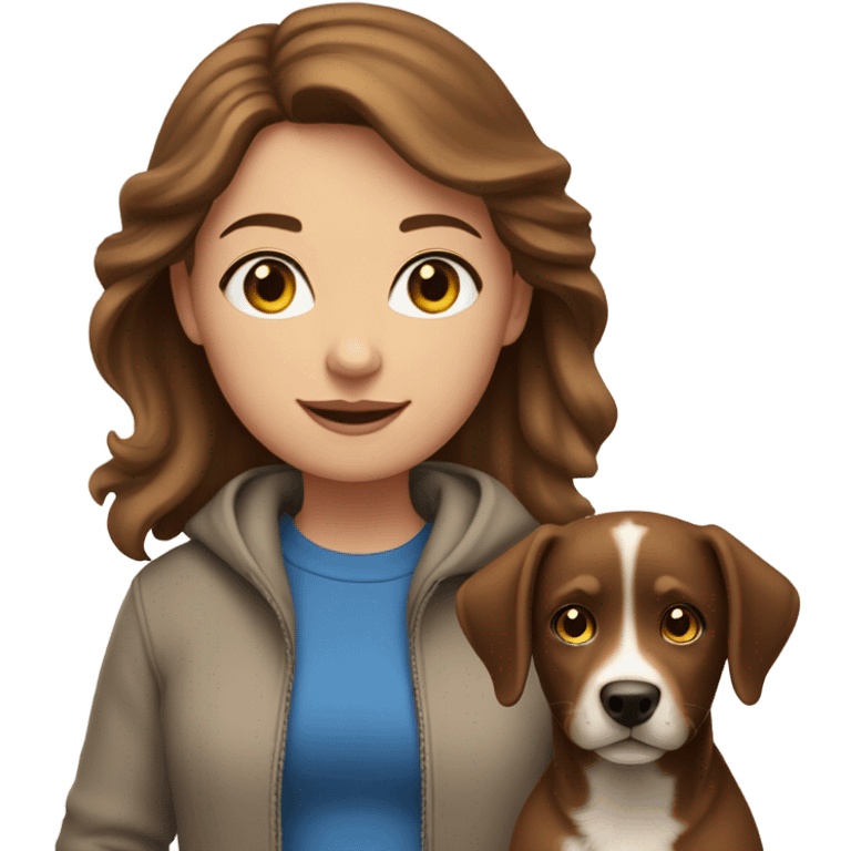 Brown hair light skin girl with blue eyes walking dogs emoji