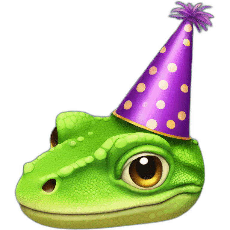 lizard with a party hat emoji