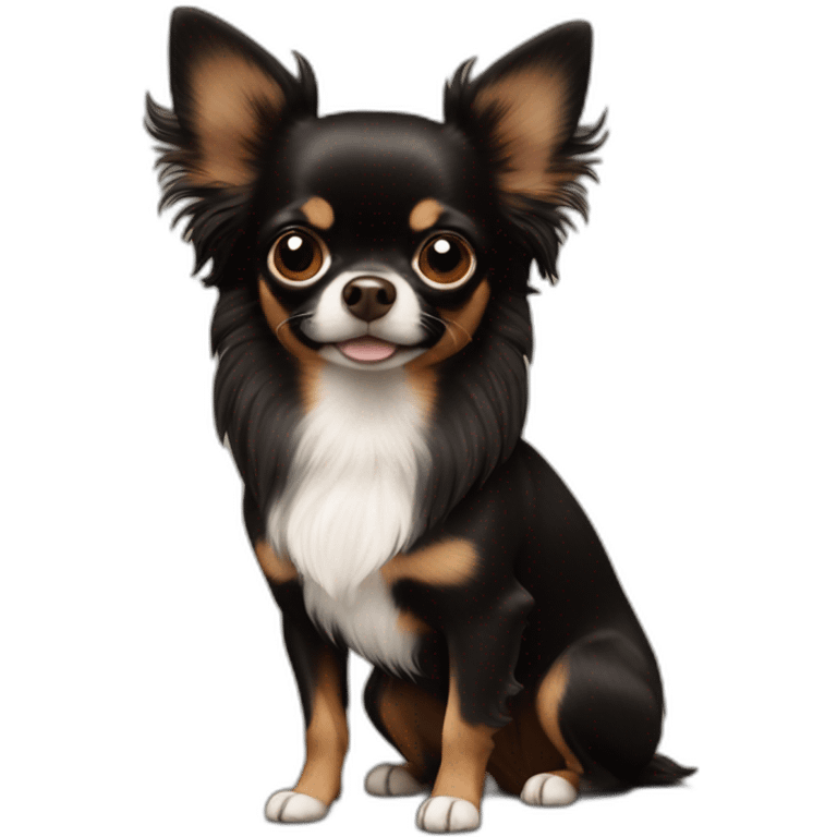 Long hair dark brown and black Chihuahua emoji